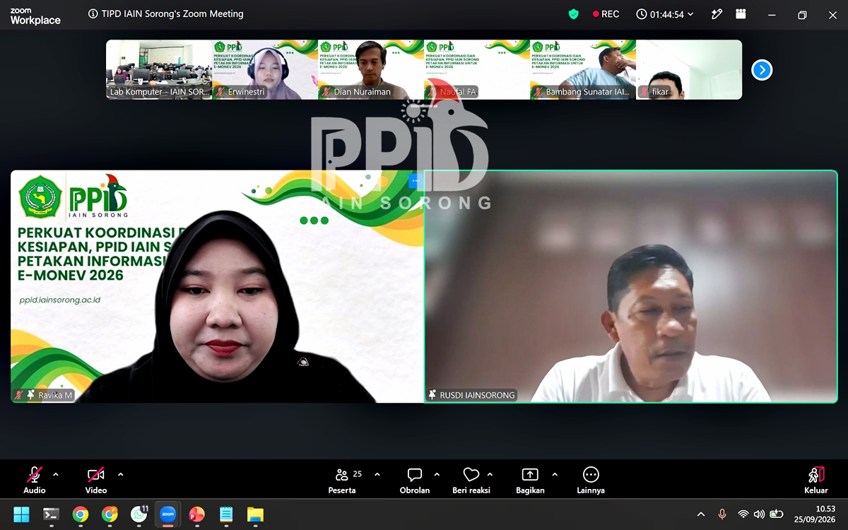 PPID IAIN SORONG PERKUAT KESIAPAN E-MONEV 2026 MELALUI PELATIHAN DAN PENDAMPINGAN PENGELOLAAN INFORMASI PUBLIK